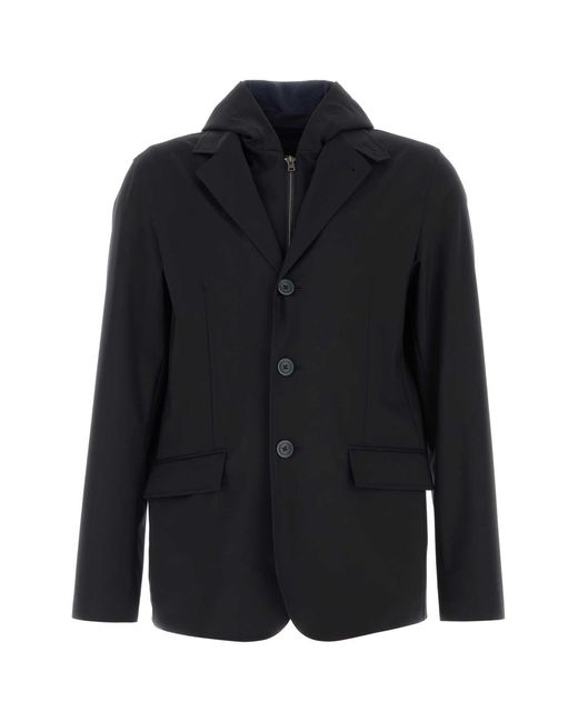 Herno Black Blazer Cappuccio for men