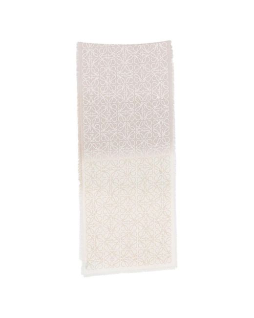 Loewe White Anagram Wool Scarf