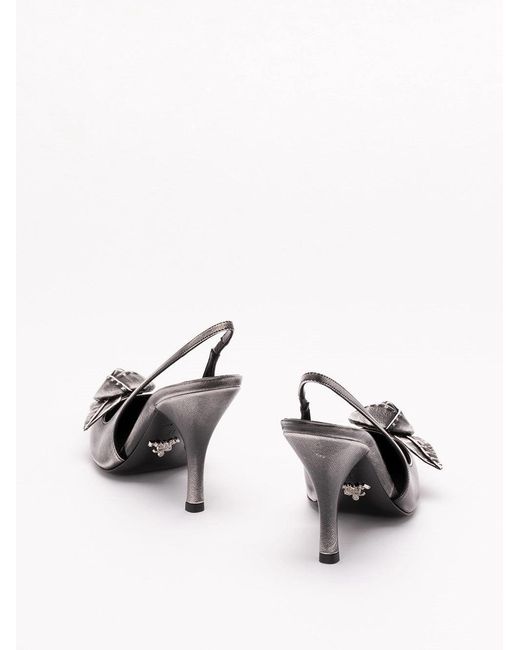 Prada White Leather Slingback Pumps