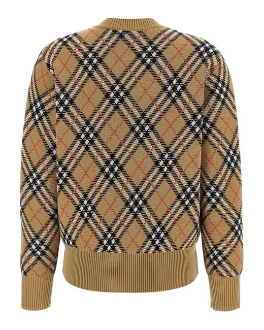Burberry Gray Check-Pattern Wool Sweater