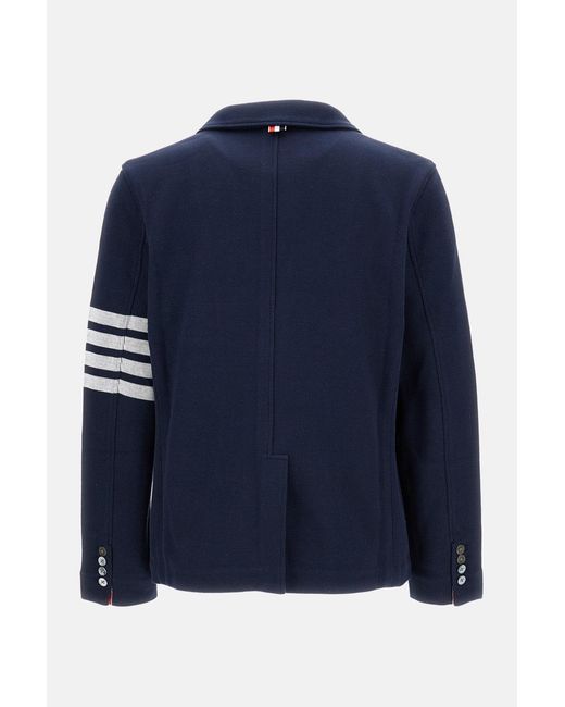 Thom Browne Blue Double Face Knit -Bar Sack Jacket for men