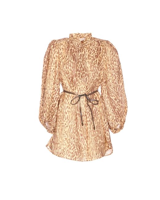 Zimmermann Cascadian Tunic Dress in Natural | Lyst