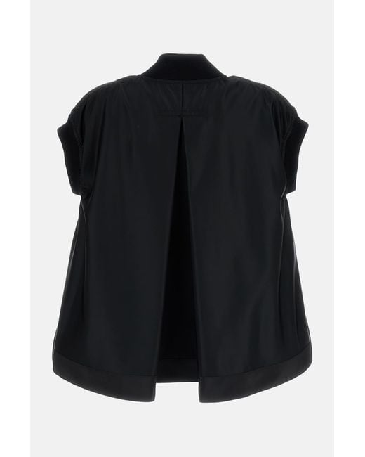Sacai Black Nylon Twill Vest