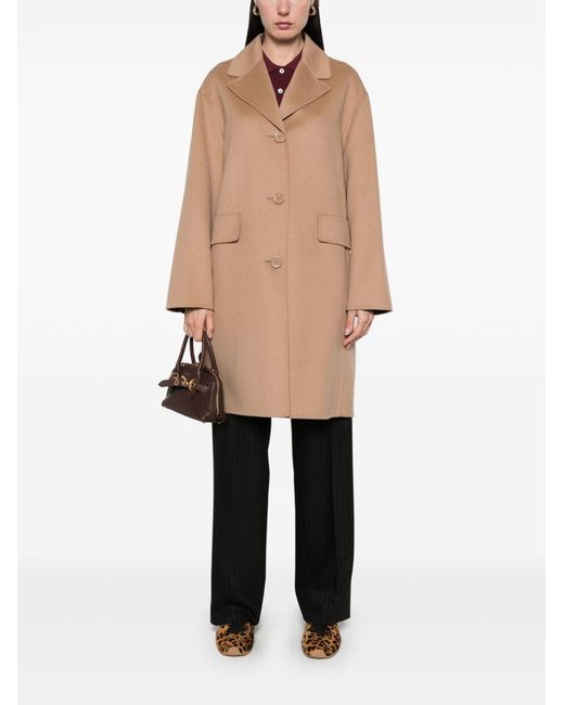 Max Mara Natural Wool Single-Breasted Coat