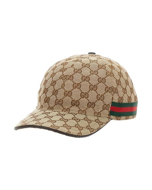 Gucci Natural Baseball Cap With Web Detail On The Side for men