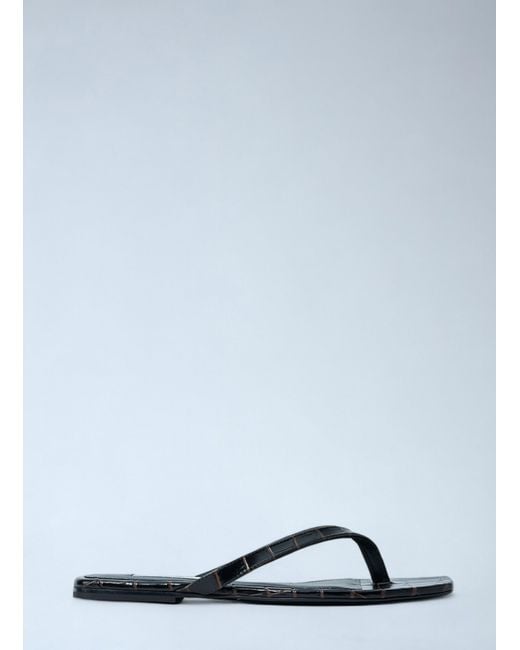 Totême Blue Croco-Embossed Flip Flops