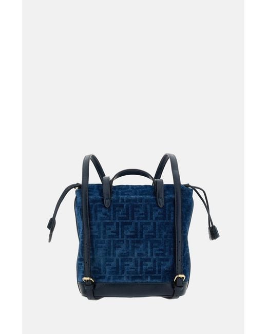 Fendi Blue Backpack Denim Flock Ffbackpack Denim Flock Ff