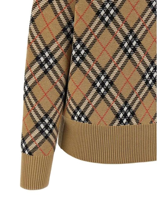 Burberry Gray Check-Pattern Wool Sweater