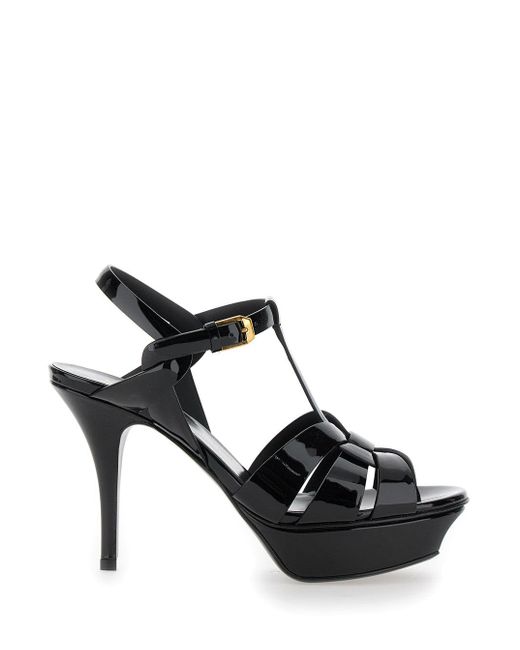 Saint Laurent Black 'Tribute' Sandals With Platform for men