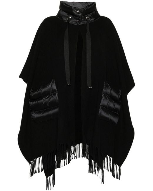 Herno Black Wool And Nylon Cape
