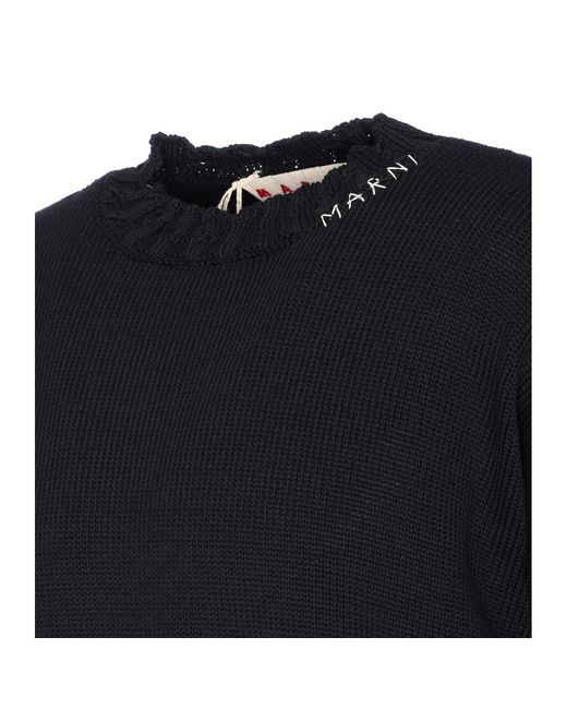 Marni Blue Sweater With Symbol Embroidery for men