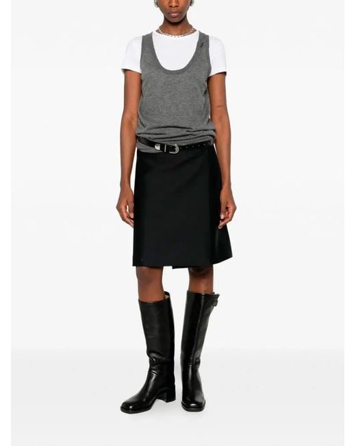 Prada Gray Cashmere V Neck