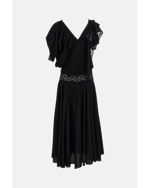 Junya Watanabe Black Lace Inserts Sleeveless Maxi Dress