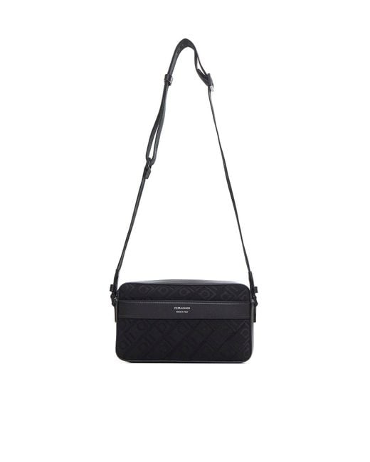 Ferragamo White East-West Shoulder Bag With Gancini Buckles By for men