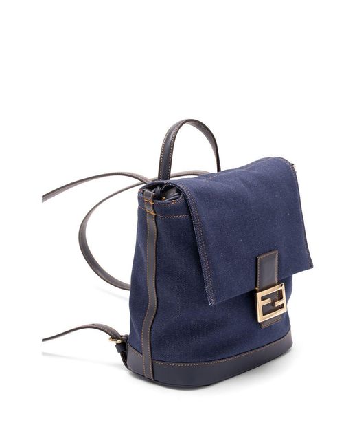 Fendi Blue Small Denim Backpack