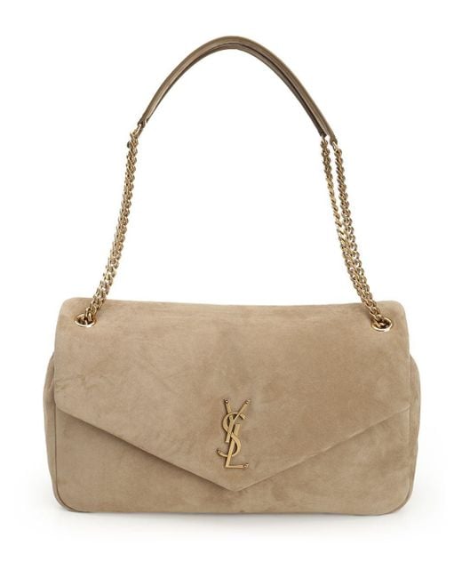 Saint Laurent Natural "Calypso" Large Suede Bag