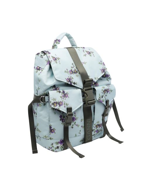 Ganni Blue Re-Tech Printed Backpack