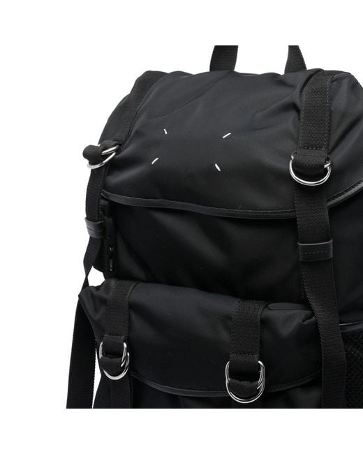 Maison Margiela Black Four Stitches Technic Medium Backpack for men