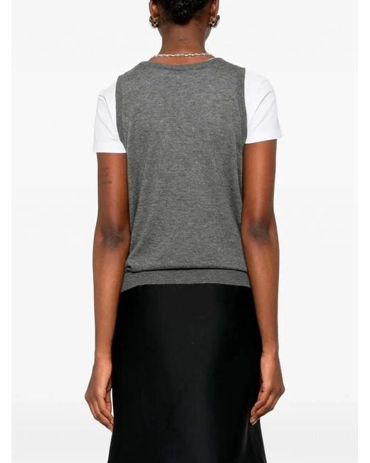 Prada Gray Cashmere V Neck