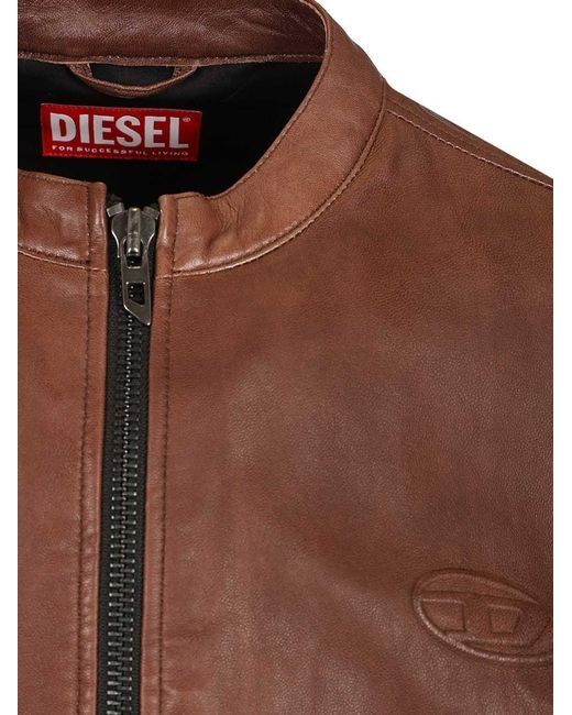 DIESEL Brown Leather Jacket for men