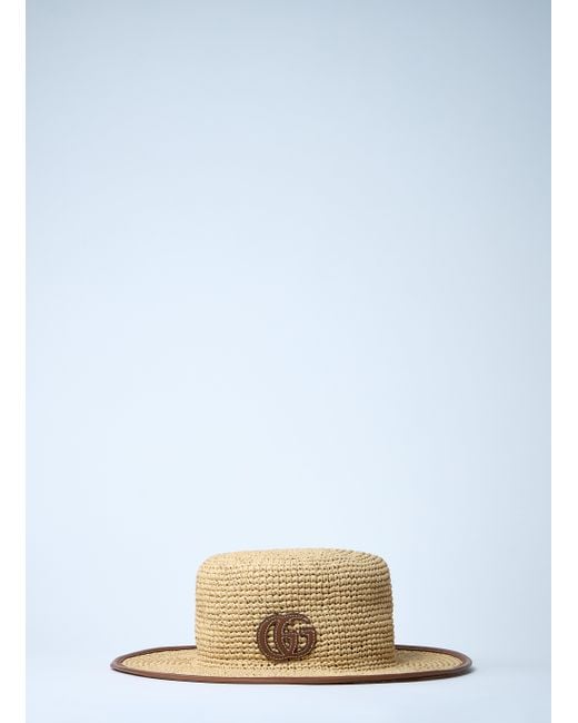 Gucci Blue Straw Boater Hat