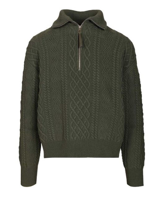 Loewe Green Zip-Up Sweater for men
