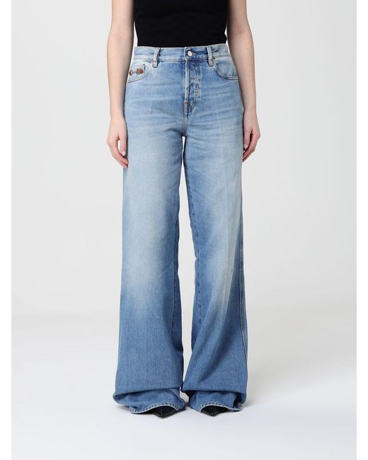 Gucci Blue Cotton Denim Wide-Leg Jeans