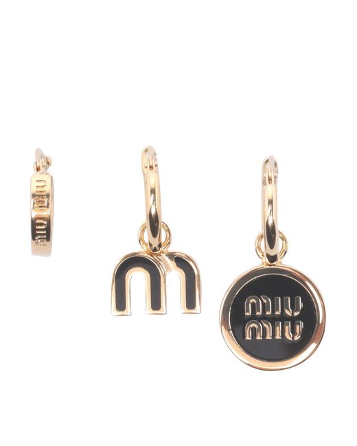 Miu Miu Metallic Logo Earrings Set