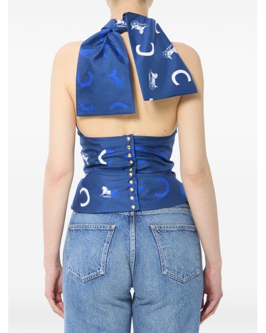 Céline Blue Printed Silk Top