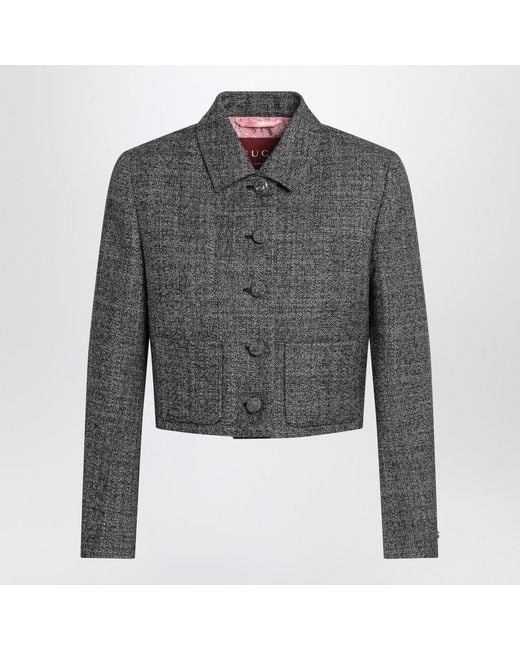 Gucci Gray Cropped Jacket With/ Texture