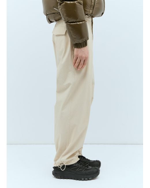 Moncler Natural Drawstring Cotton Poplin Pants for men