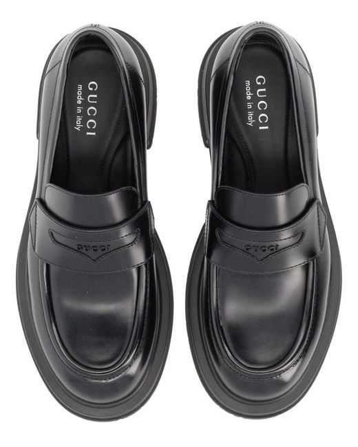 Gucci Gray Leather Loafer for men