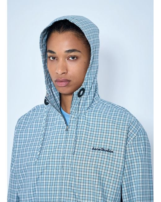 Acne Blue Hooded Check Jacket