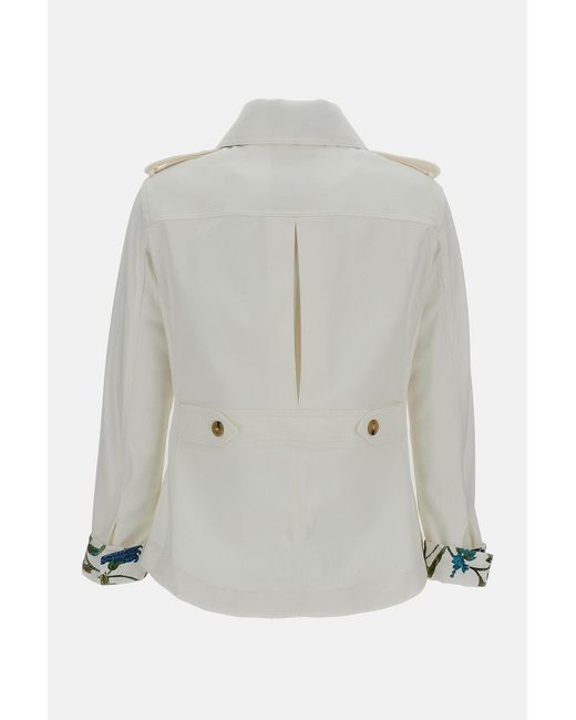 Fay White Shirt Jacket Cotton Drill