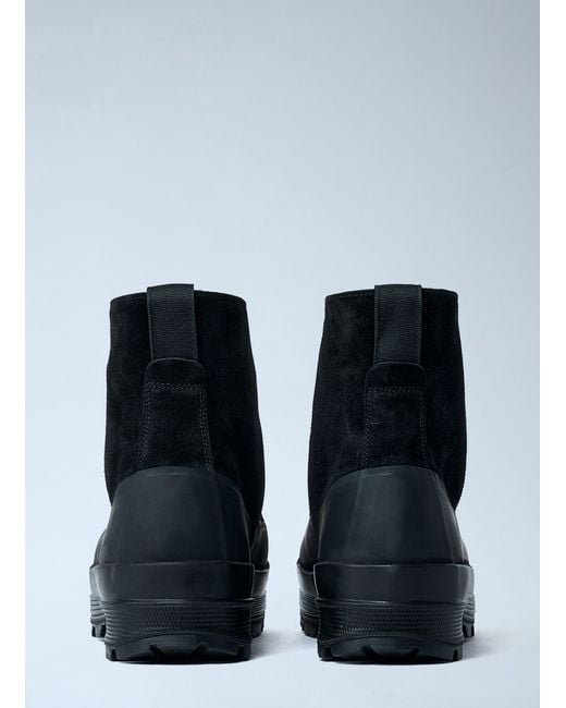 Stone Island Blue Suede Logo Patch Boots for men