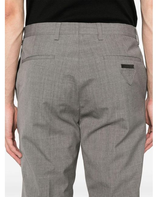 Prada Gray Wool Trousers for men