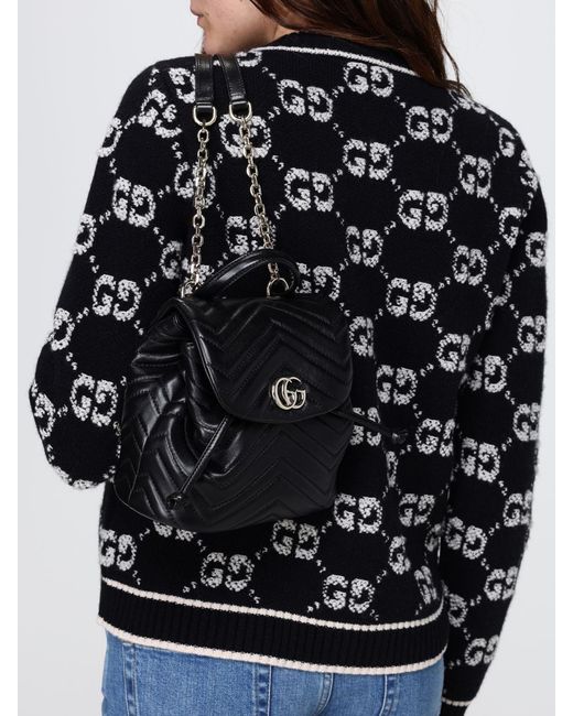 Gucci Black Gg Marmont Chevron Quilted Nappa Backpack