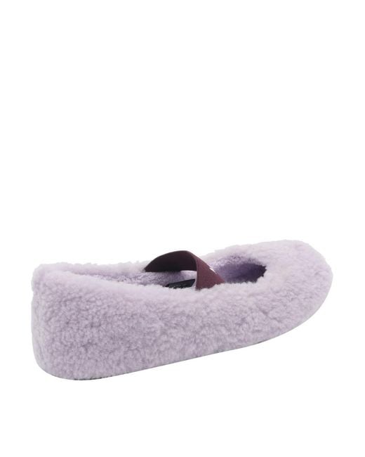 Moon Boot Purple Shearling Flat Ballets