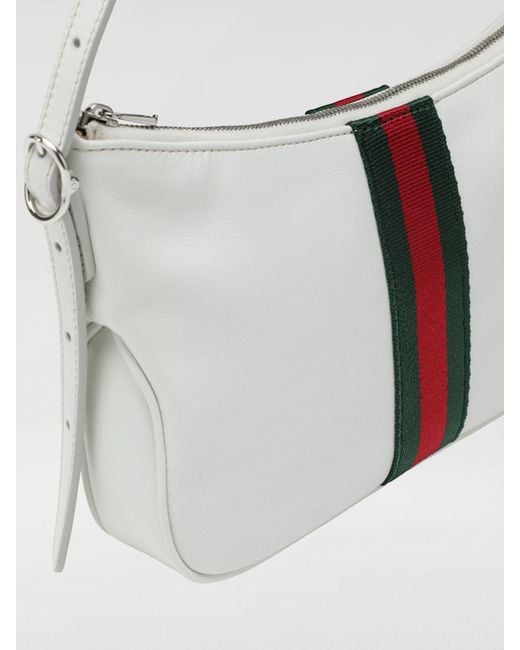 Gucci White Lunetta Web Leather Shoulder Bag for men