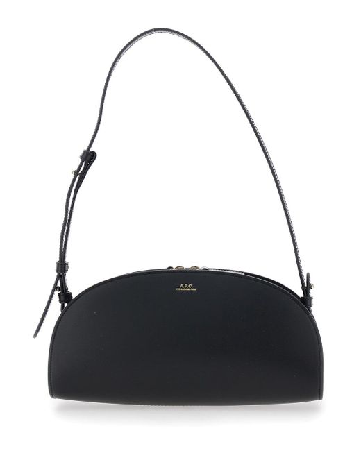 A.P.C. Black 'Demi Lune' Shoulder Bag With Embossed Logo On The Front for men