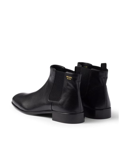 Prada Black Leather Ankle Boots