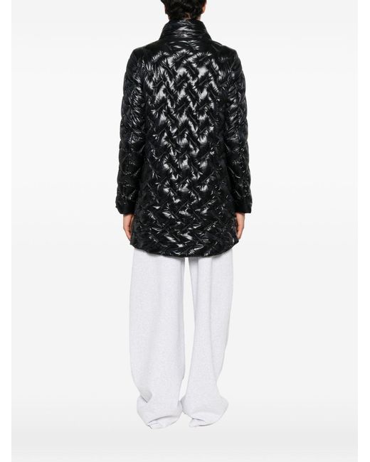 Herno Black Quilted Midi Down Jacket