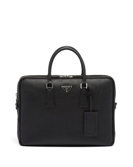 Prada Black Saffiano Leather Briefcase Bags for men