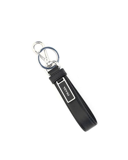 Prada White Leather Keychain for men