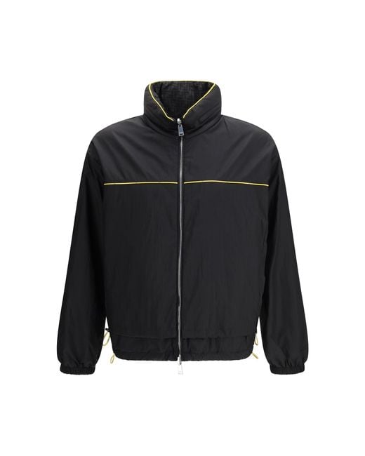 Fendi Black Ff Jacquard Zipped Reversible Windbreaker for men