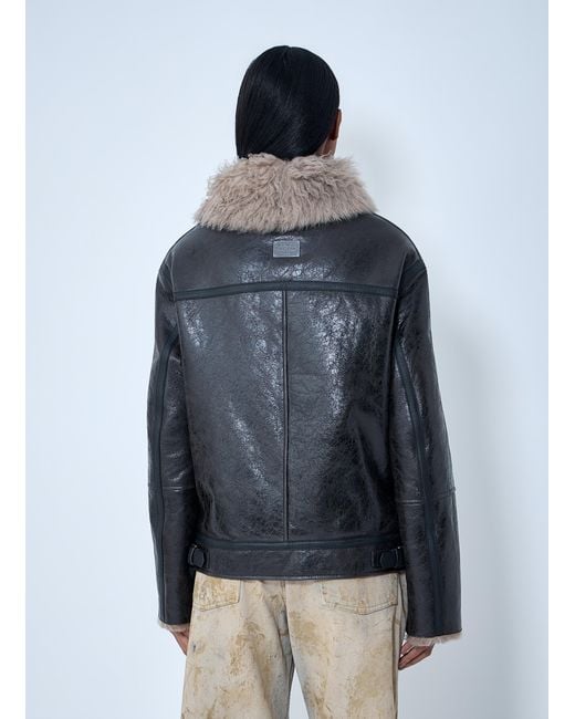 Acne Gray Leather Shearling Jacket