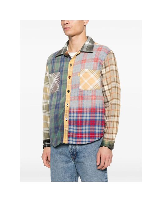 GALLERY DEPT. Blue Patchwork Checked Shirt for men