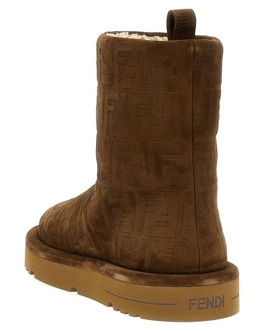 Fendi Brown Après Chic Ff Embossed Suede Boots