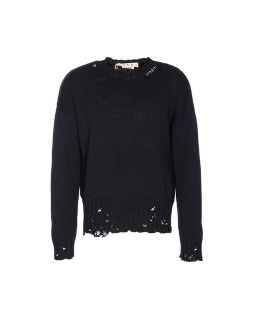 Marni Blue Sweater With Symbol Embroidery for men