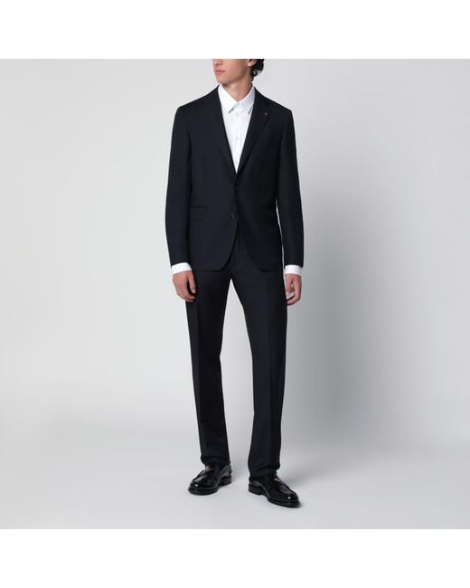 Tagliatore Black Single-Breasted Wool Suit for men